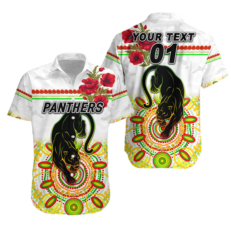 (Custom Personalised) Penrith Panthers ANZAC 2022 Hawaiian Shirt Indigenous Vibes - White - Vibe Hoodie Shop