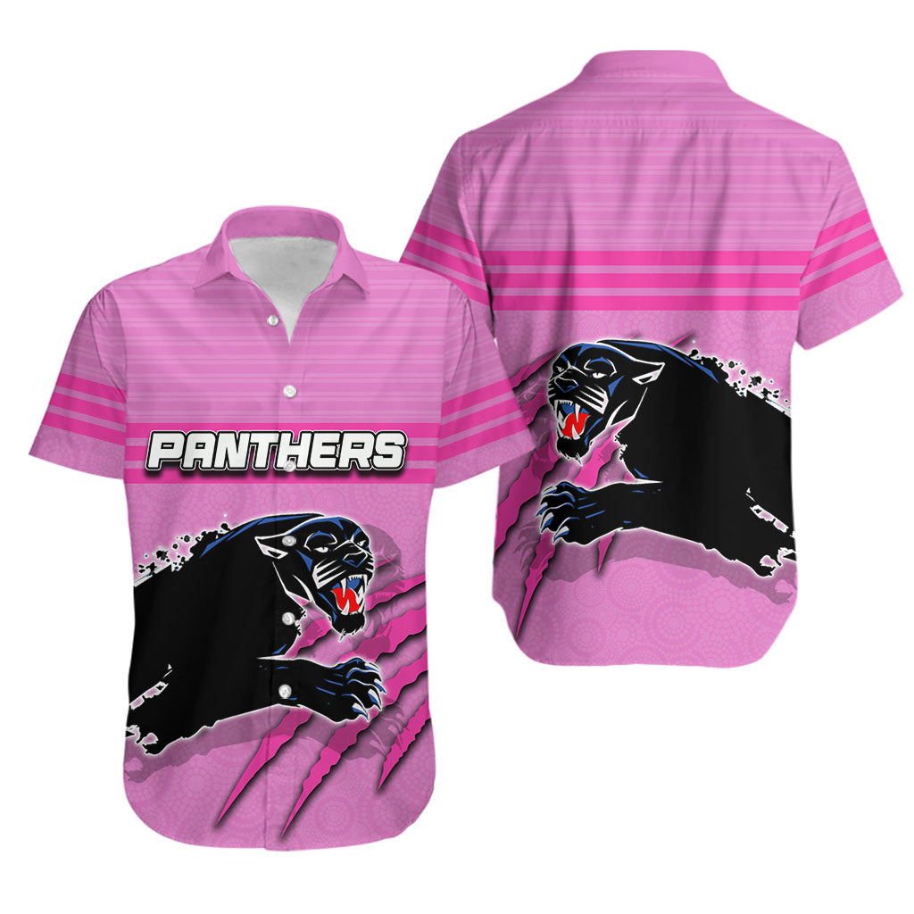 Panthers Hawaiian Shirt Aboriginal Dot Patterns Pink Style - Vibe Hoodie Shop