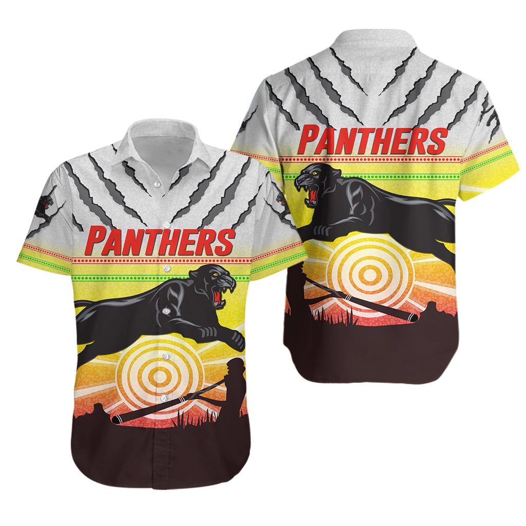 Panthers Hawaiian Shirt Indigenous Setting Sun - Vibe Hoodie Shop