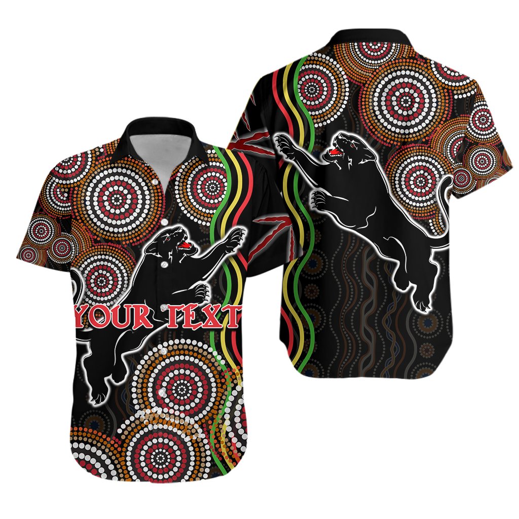 (Custom Personalised) Panthers Black Hawaiian Shirt Indigenous Penrith Version - Vibe Hoodie Shop