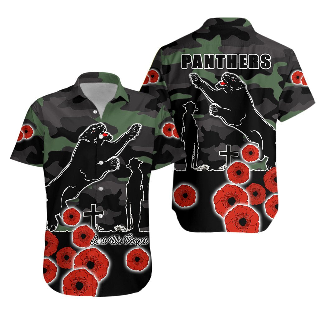 Panthers ANZAC Day Hawaiian Shirt Simple Poppy - Vibe Hoodie Shop