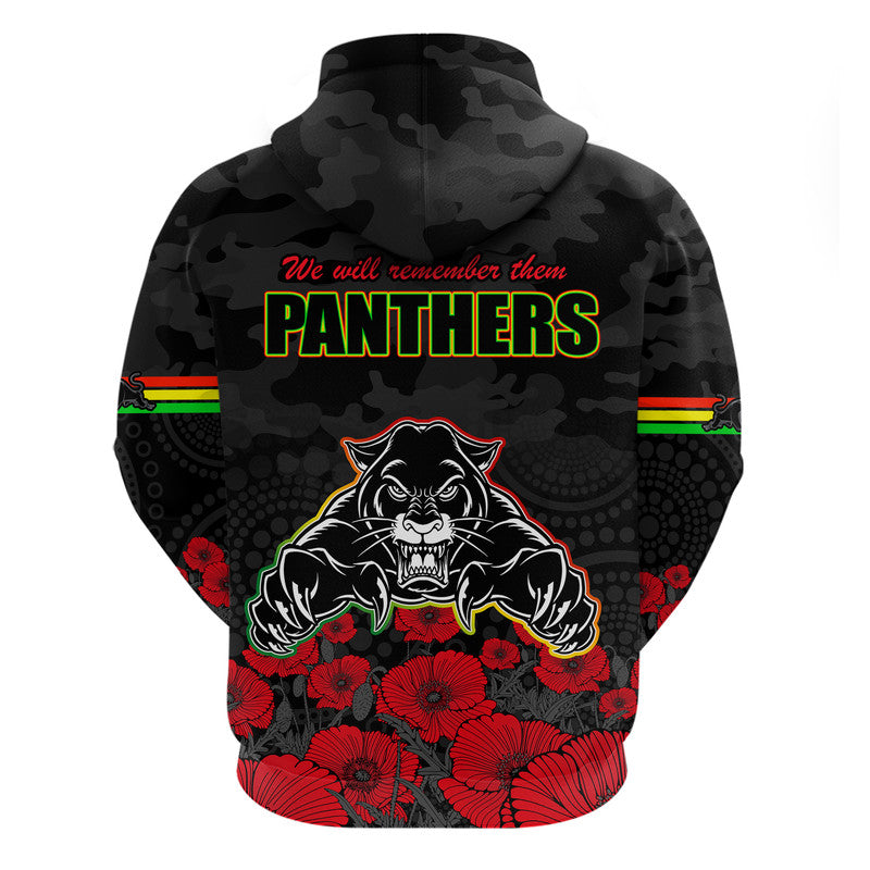 Panthers Rugby ANZAC Zip Up And Pullover Hoodie Angry Panther Camouflage With Poppy LT9 - Vibe Hoodie Shop