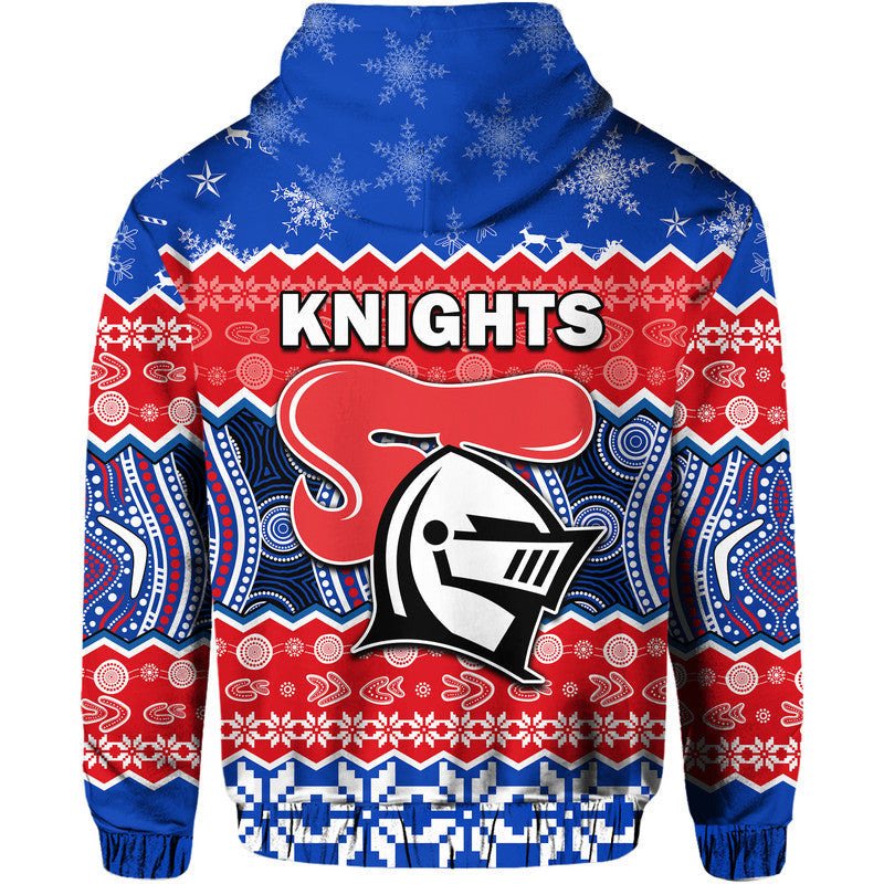 Knights Aboriginal Rugby Novocastrians Christmas Vibe Zip Up And Pullover Hoodie LT9 - Vibe Hoodie Shop