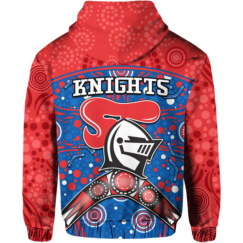 Knights Rugby Zip Up And Pullover Hoodie Novocastrians Boomerang Indigenous Dots LT9 - Vibe Hoodie Shop