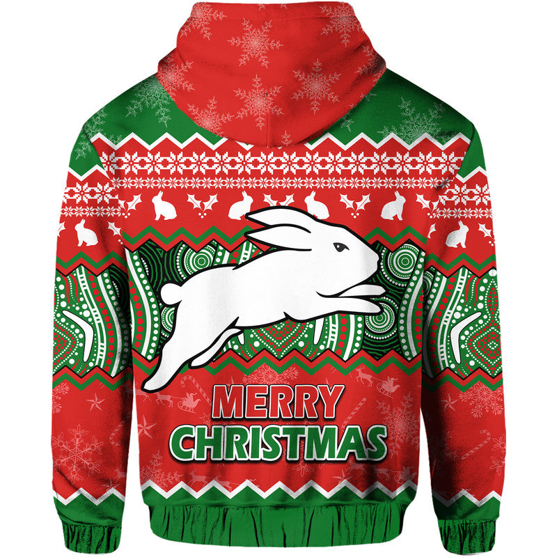 South Sydney Rabbitohs Aboriginal Christmas Vibe Zip Up And Pullover Hoodie LT9 - Vibe Hoodie Shop