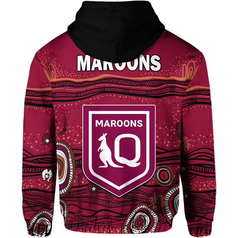 QLD Maroons Rugby Zip Up And Pullover Hoodie Indigenous LT9 - Vibe Hoodie Shop
