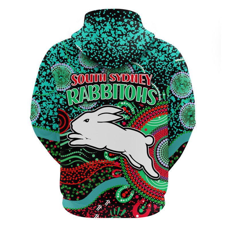 Rabbitohs Rugby Zip Up And Pullover Hoodie Aboriginal Dots Verion LT9 - Vibe Hoodie Shop