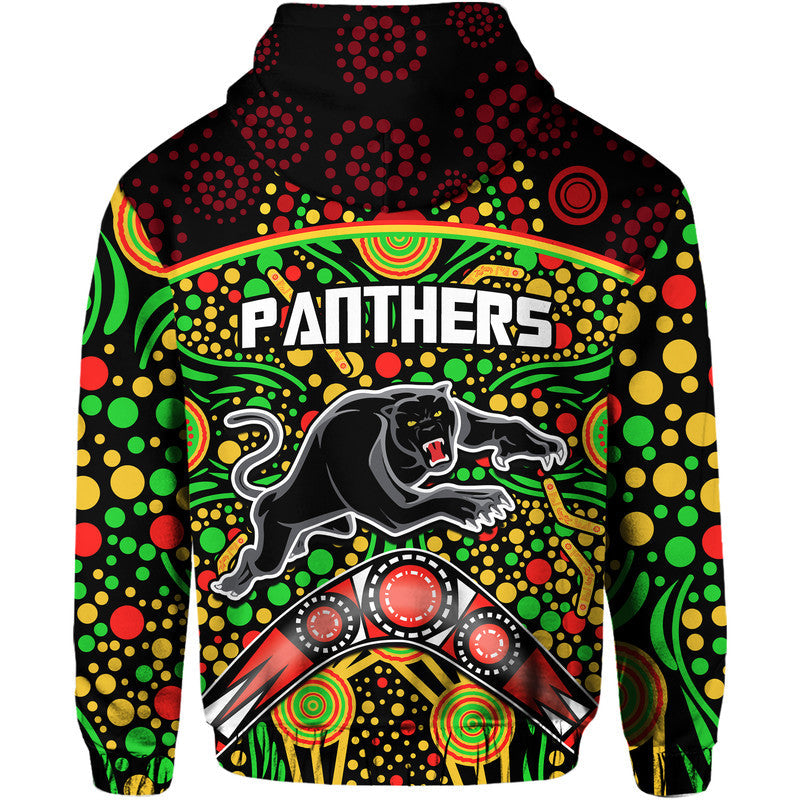 Panthers Rugby Zip Up And Pullover Hoodie Boomerang Indigenous Dots LT9 - Vibe Hoodie Shop