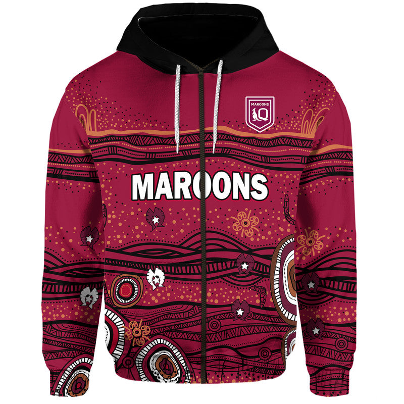 QLD Maroons Rugby Zip Up And Pullover Hoodie Indigenous LT9 - Vibe Hoodie Shop