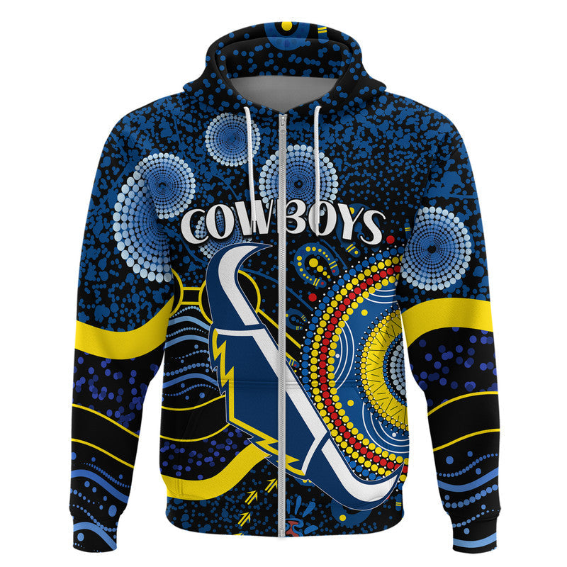 Cowboys Rugby Zip Up And Pullover Hoodie Aboriginal Dots Version LT9 - Vibe Hoodie Shop