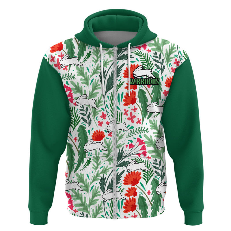 Rabbitohs Poppy Flowers Field Zip Up And Pullover Hoodie LT9 - Vibe Hoodie Shop