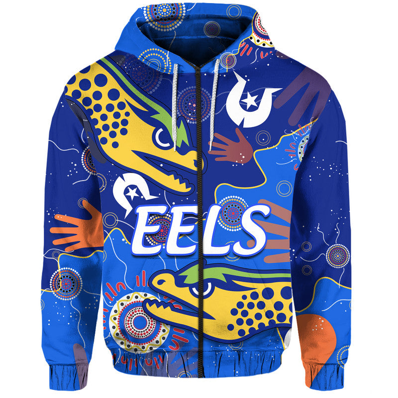 (Custom Text And Number) Parramatta Eels NAIDOC Week Zip Up And Pullover Hoodie Torres Strait Eels Aboriginal LT9 - Vibe Hoodie Shop