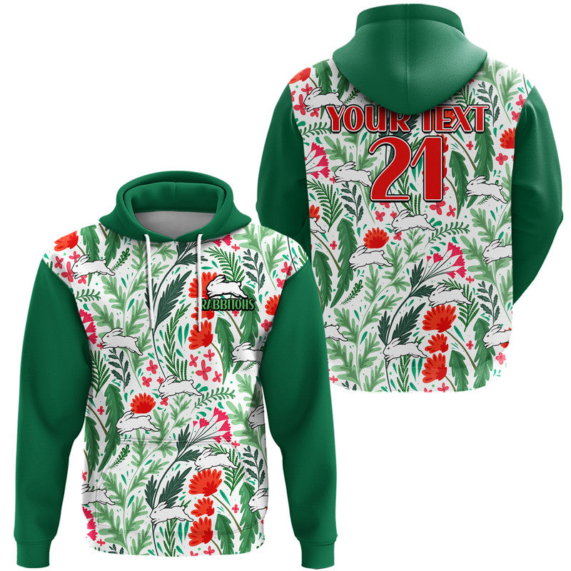 (Custom Personalised) Rabbitohs Poppy Flowers Field Zip Up And Pullover Hoodie LT9 - Vibe Hoodie Shop