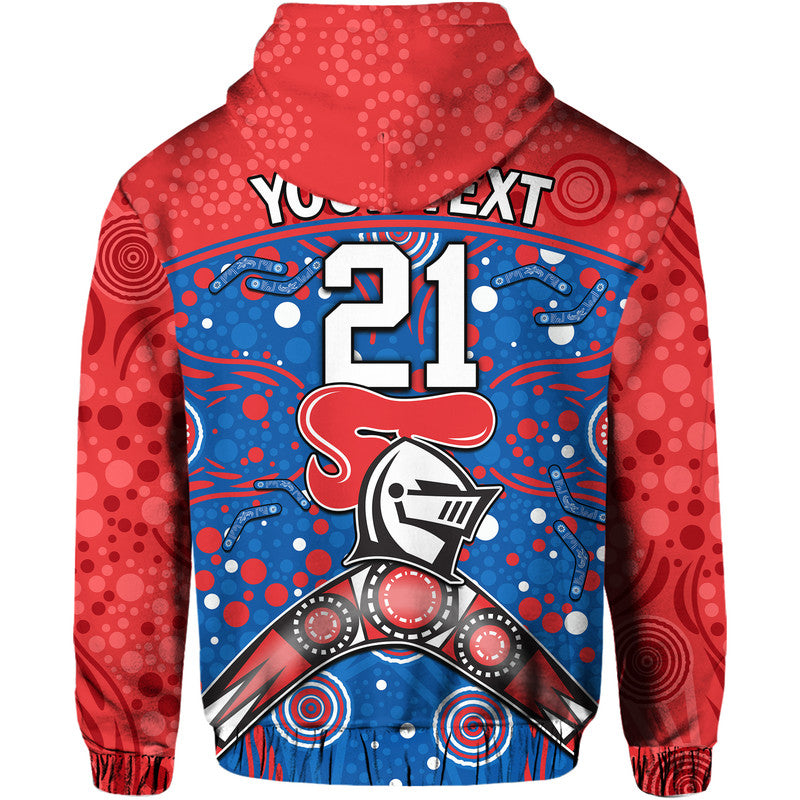 (Custom Personalised) Knights Rugby Zip Up And Pullover Hoodie Novocastrians Boomerang Indigenous Dots LT9 - Vibe Hoodie Shop