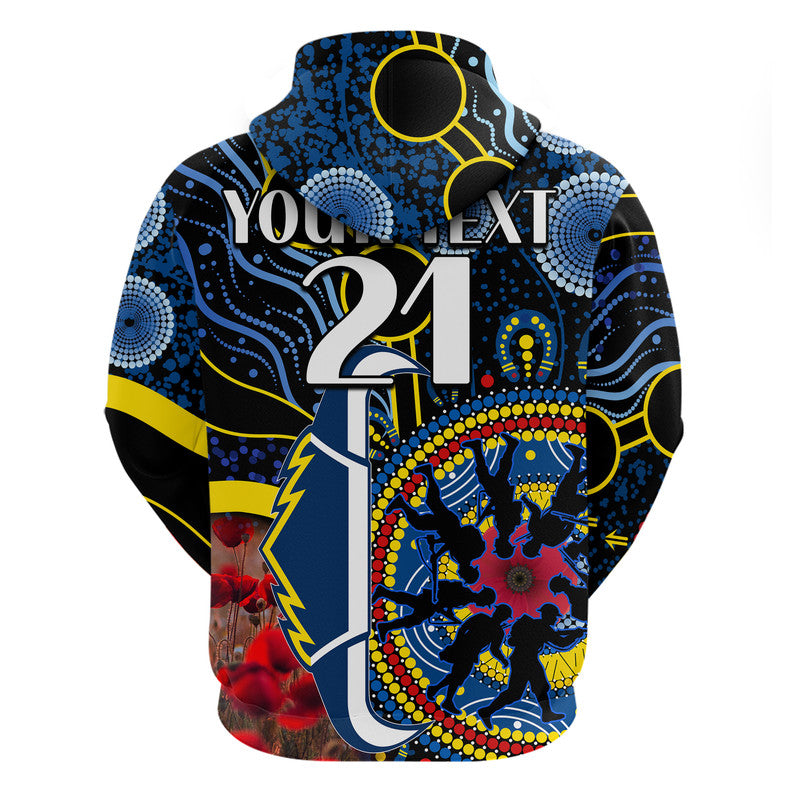 (Custom Personalised) Cowboys Rugby ANZAC Zip Up And Pullover Hoodie Aboriginal Military and Poppy Flowers LT9 - Vibe Hoodie Shop
