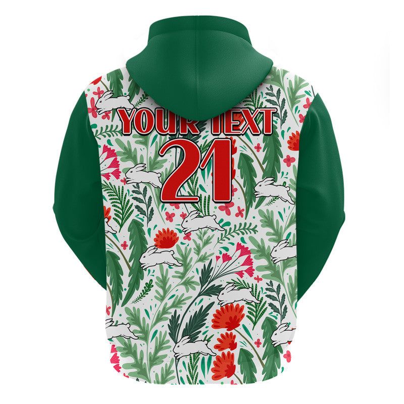 (Custom Personalised) Rabbitohs Poppy Flowers Field Zip Up And Pullover Hoodie LT9 - Vibe Hoodie Shop