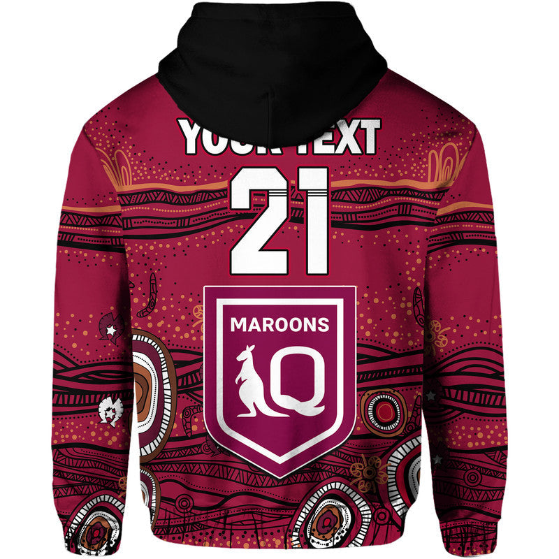 (Custom Personalised) QLD Maroons Rugby Zip Up And Pullover Hoodie Indigenous LT9 - Vibe Hoodie Shop