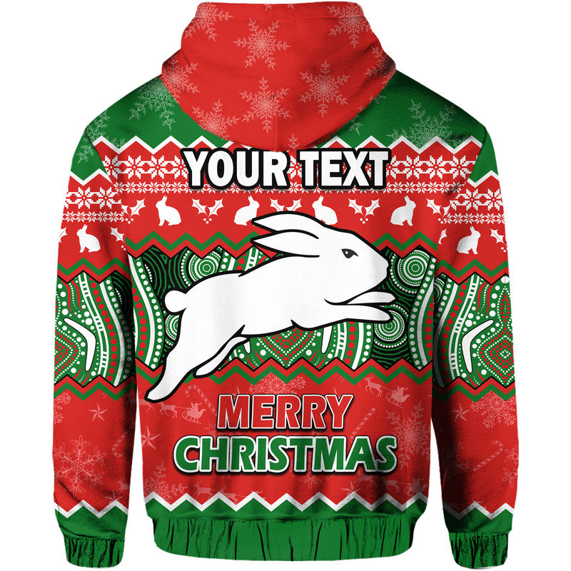 (Custom Personalised) South Sydney Rabbitohs Aboriginal Christmas Vibe Zip Up And Pullover Hoodie LT9 - Vibe Hoodie Shop