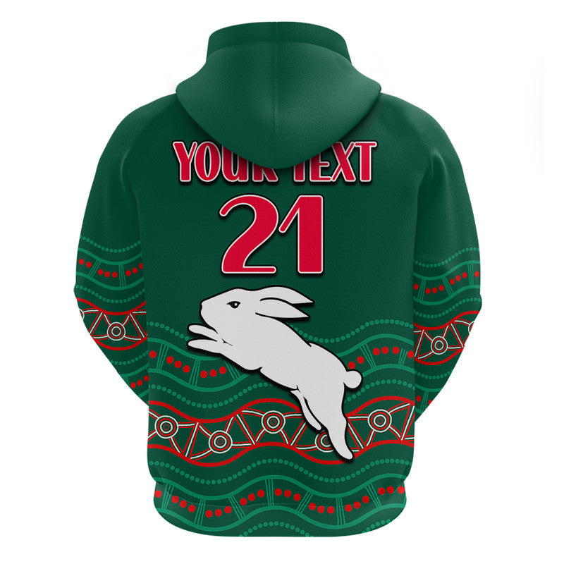 (Custom Personalised) Rabbitohs Australia Day Zip Up And Pullover Hoodie Flag Map and Aboriginal Wave LT9 - Vibe Hoodie Shop