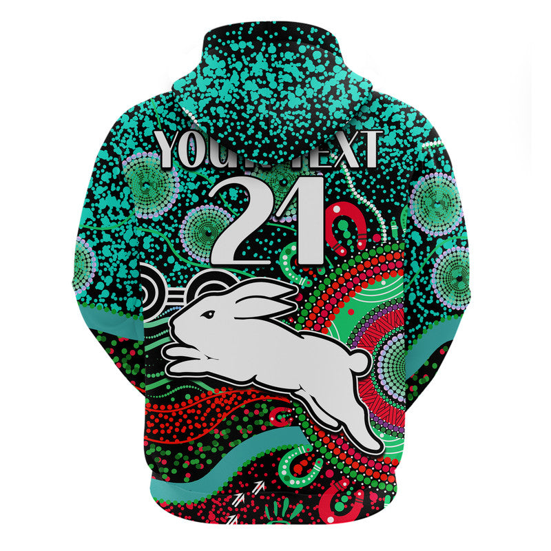 (Custom Personalised) Rabbitohs Rugby Zip Up And Pullover Hoodie Aboriginal Dots LT9 - Vibe Hoodie Shop
