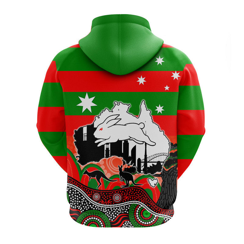 (Custom Personalised) Rabbitohs Rugby Hoodie Australia Day Style LT6 - Vibe Hoodie Shop