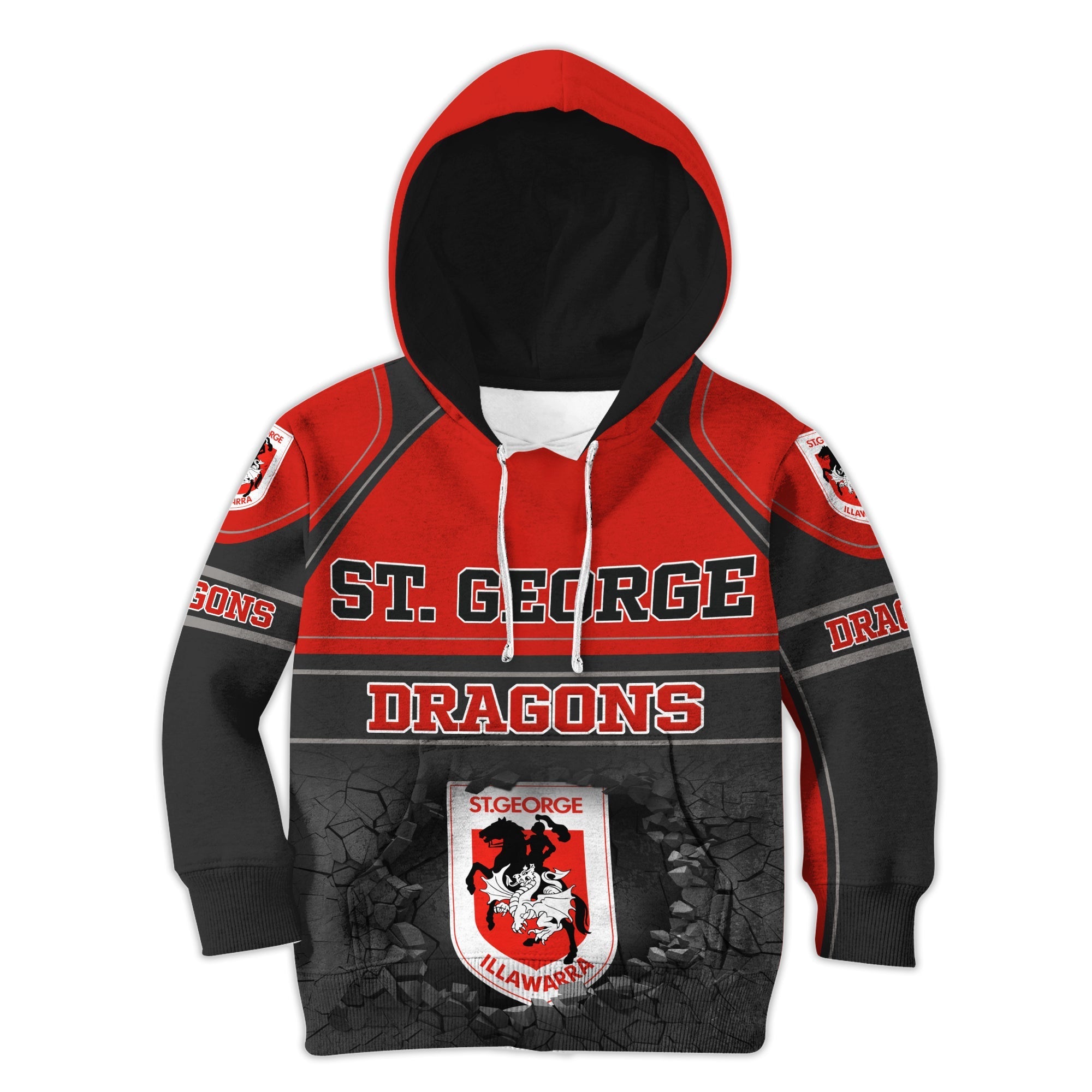 Personalized St George Dragons 3D Hoodie Nrl 3D Hoodie KID Broken Wall LT7