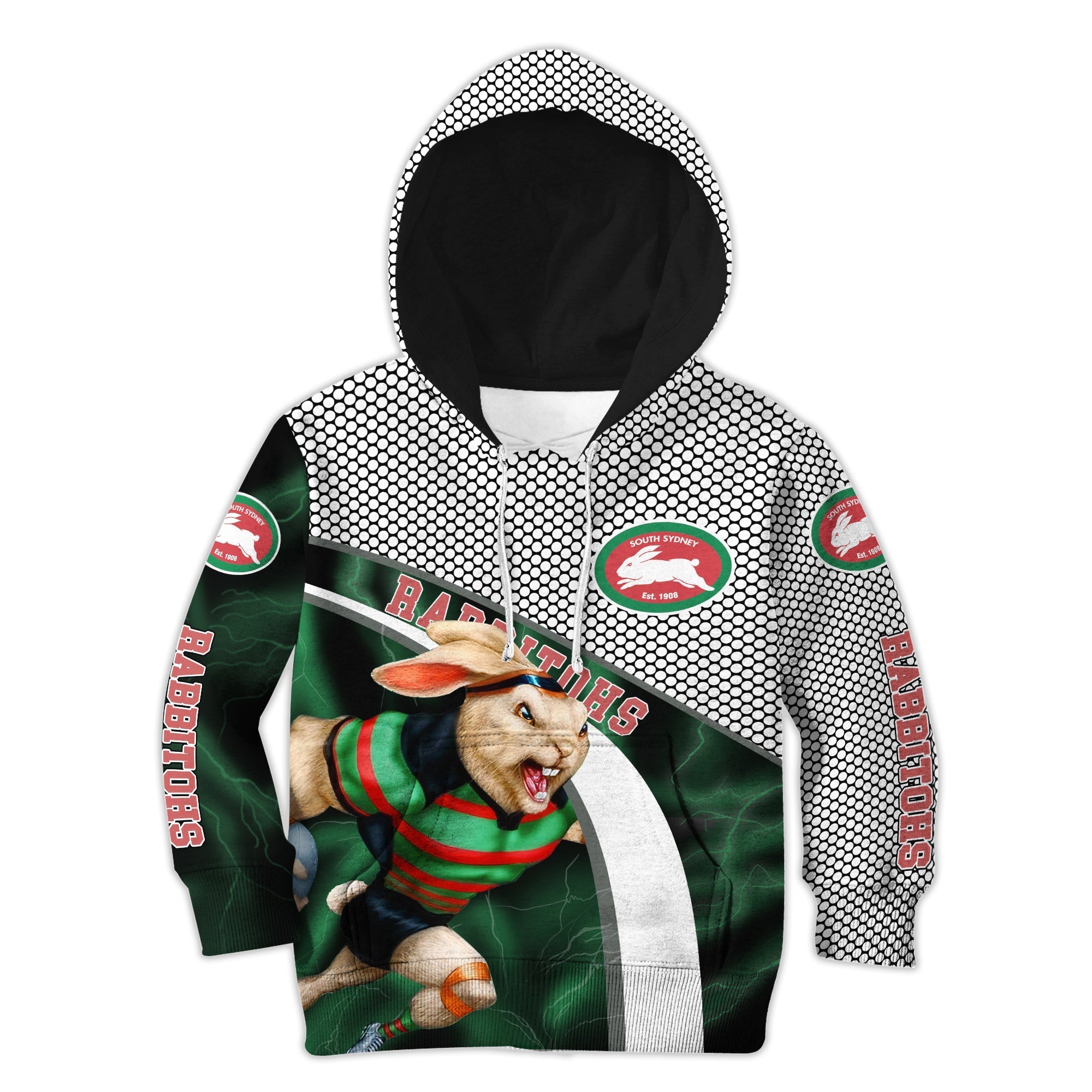 New South Sydney Rabbitohs Mascot Personalized Hoodie KID RLT7 - Vibe Hoodie Shop