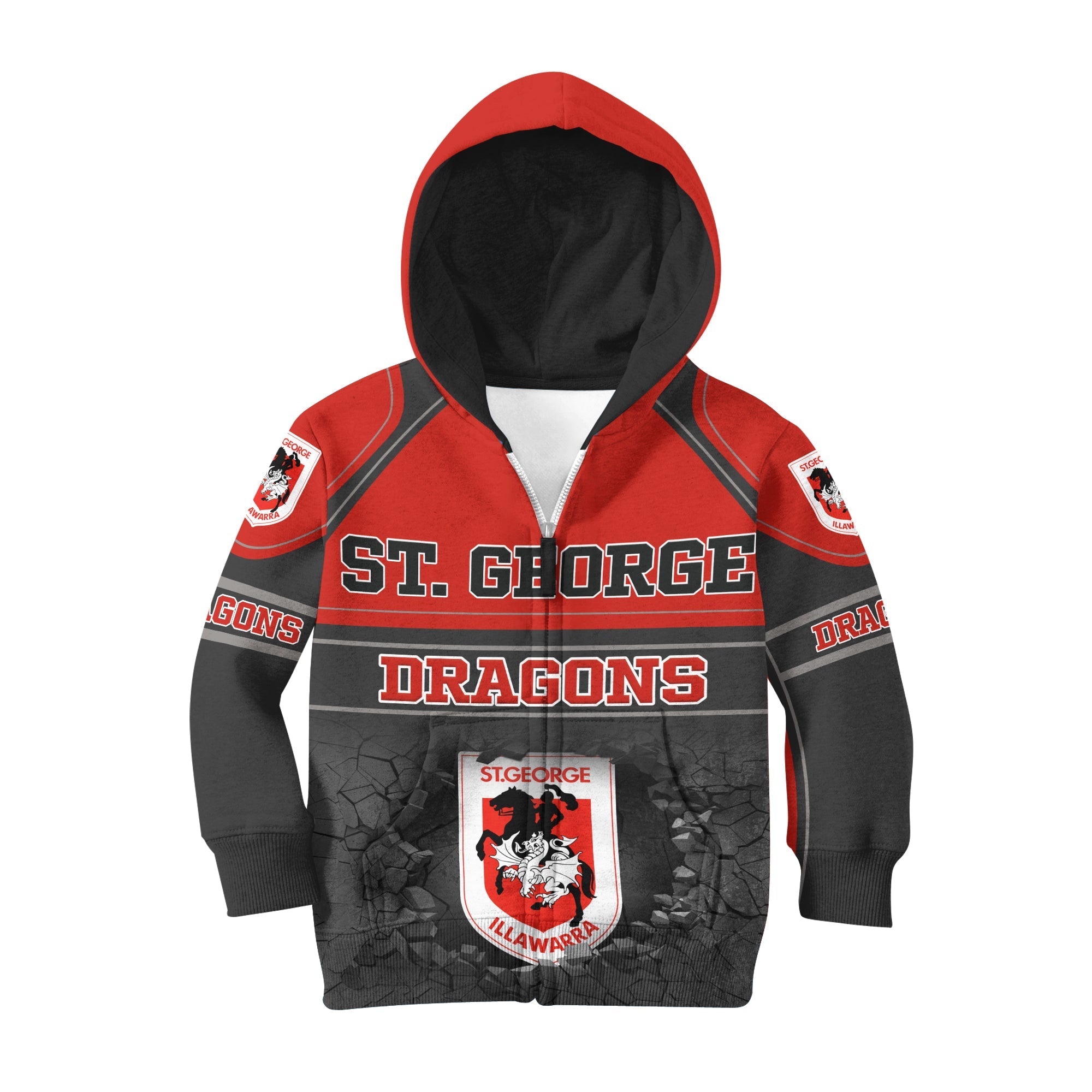 Personalized St George Dragons 3D Hoodie Nrl 3D Hoodie KID Broken Wall LT7