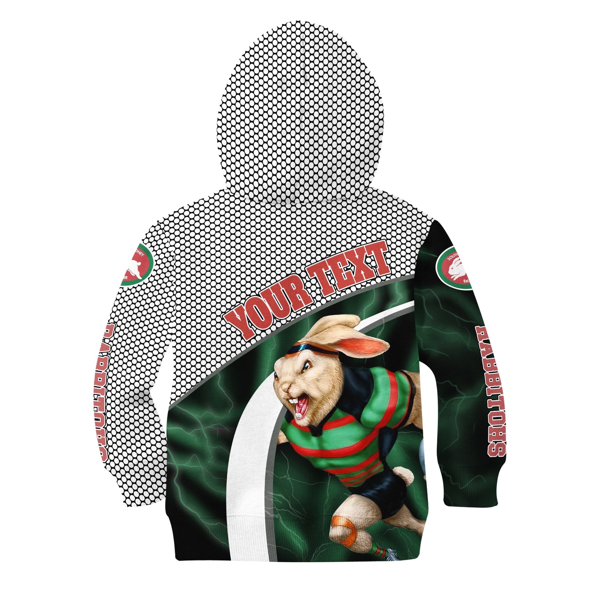 New South Sydney Rabbitohs Mascot Personalized Hoodie KID RLT7 - Vibe Hoodie Shop