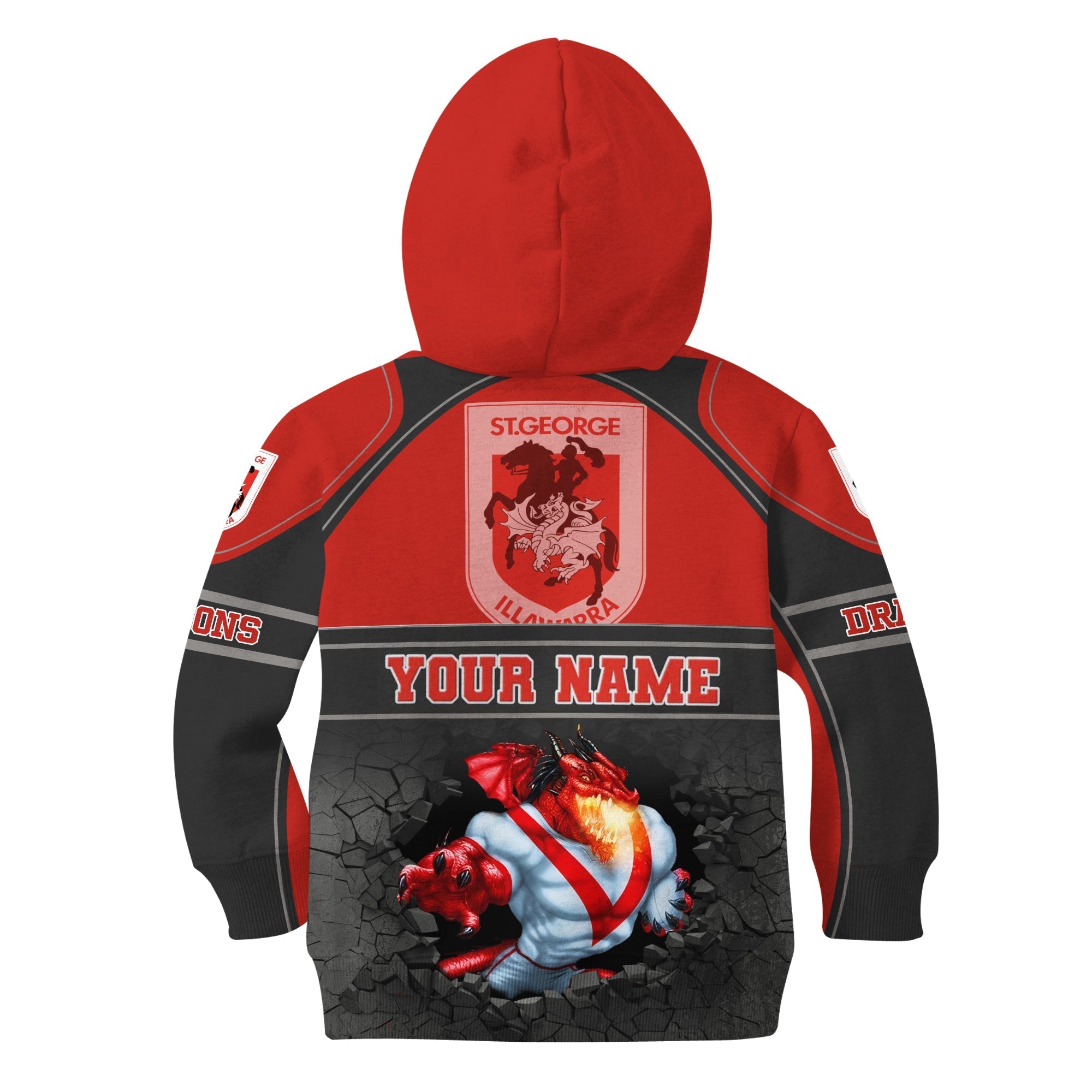 Personalized St George Dragons 3D Hoodie Nrl 3D Hoodie KID Broken Wall LT7