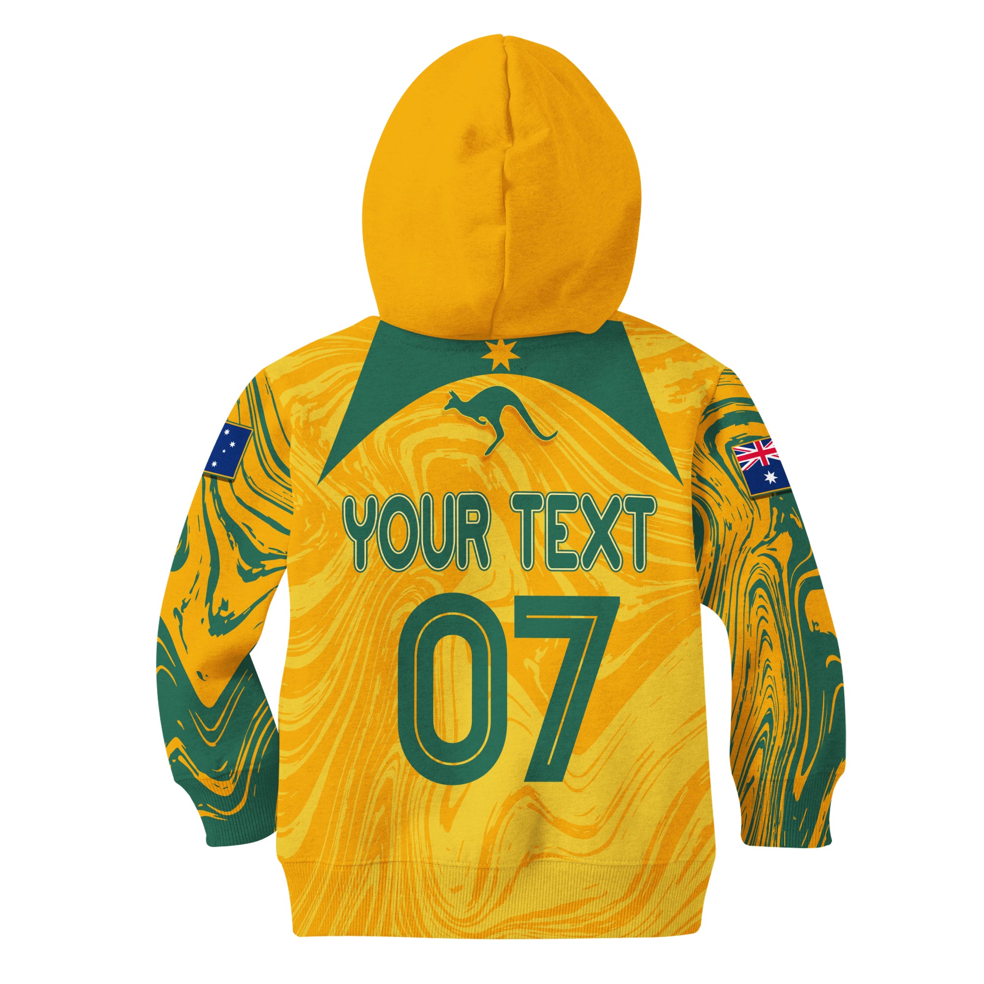 Personalised Aussie Matildas Kid Hoodie 2023 Sam Kerr World Cup Marble Patterns - Vibe Hoodie Shop