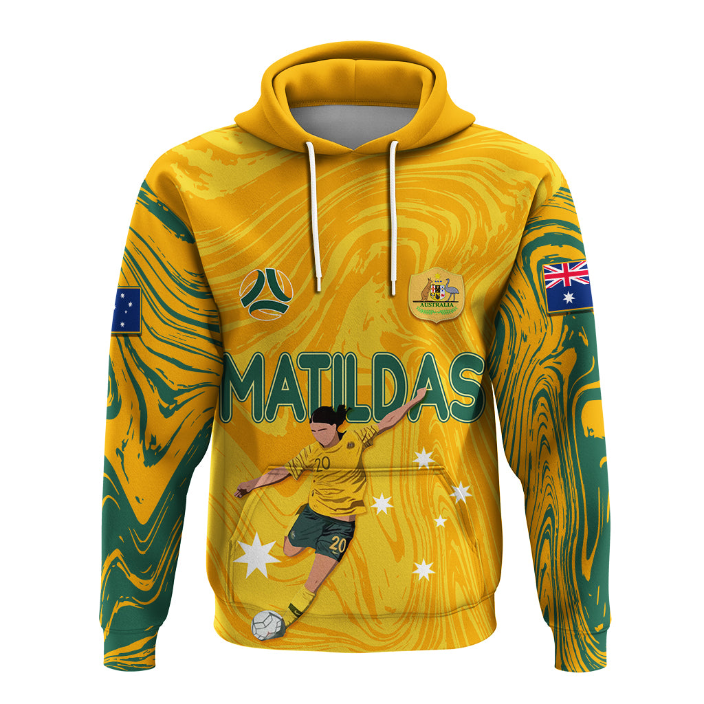 Personalised Aussie Matildas Hoodie 2023 Sam Kerr World Cup Marble Patterns LT7 - Vibe Hoodie Shop