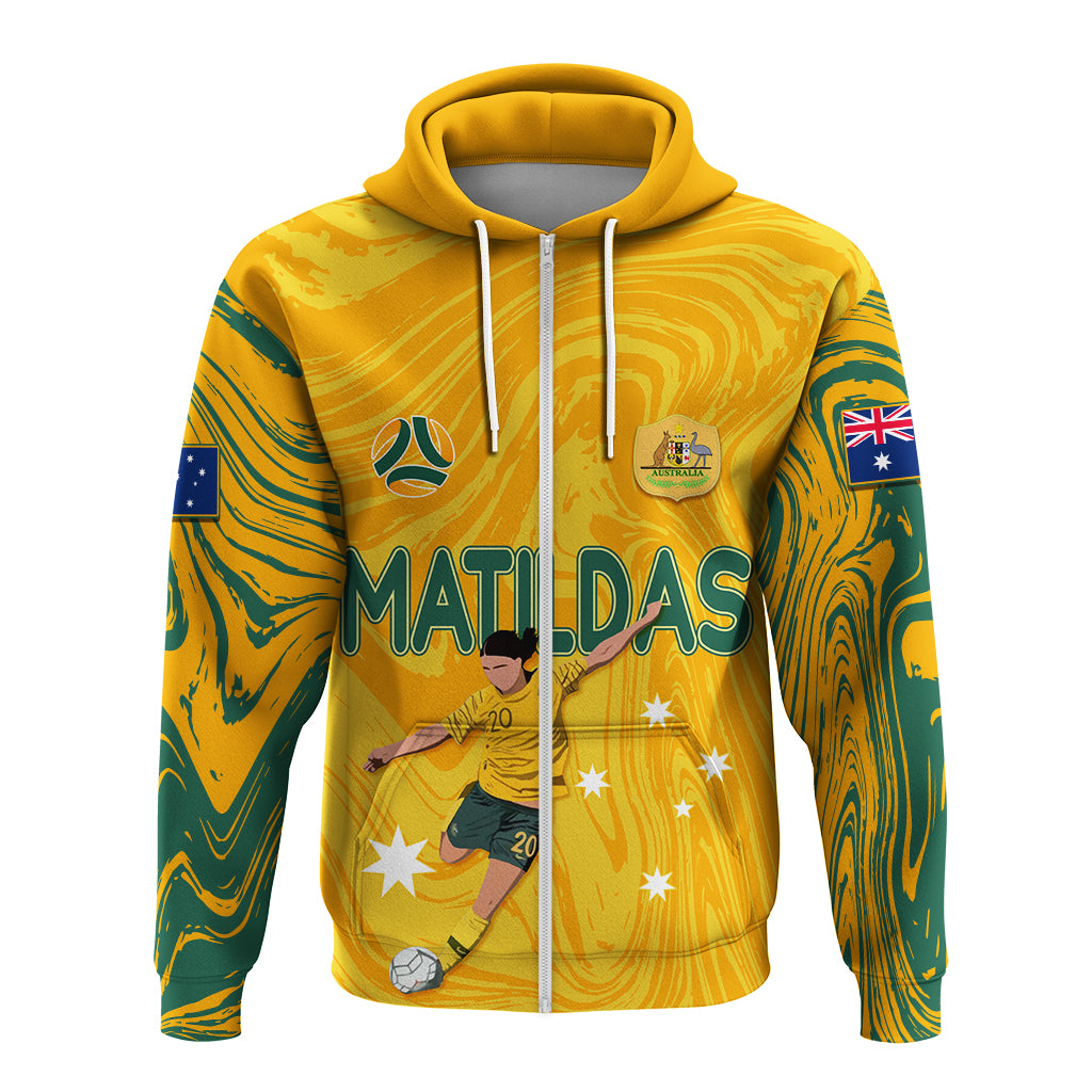 Personalised Aussie Matildas Hoodie 2023 Sam Kerr World Cup Marble Patterns LT7 - Vibe Hoodie Shop