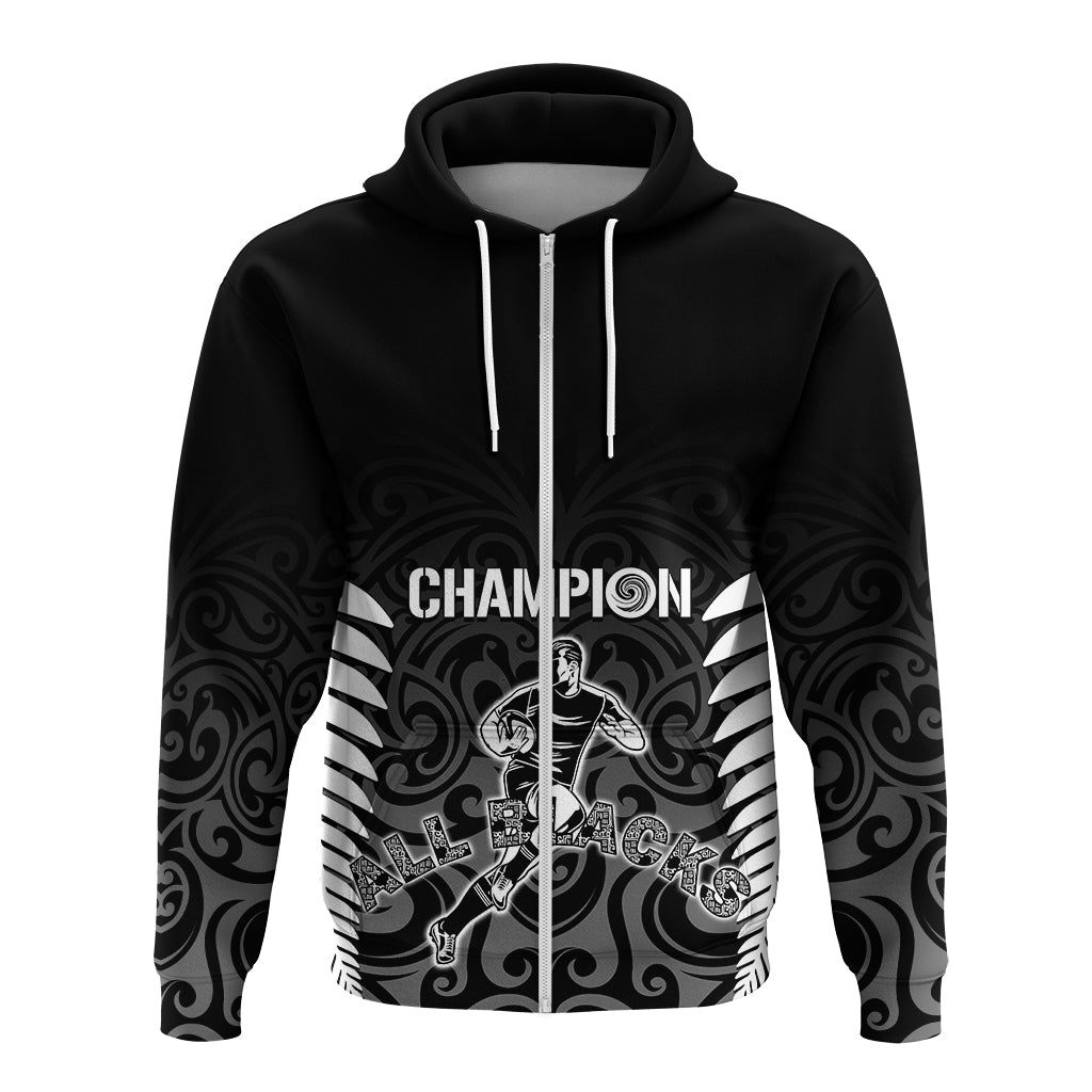 Personalised New Zealand Rugby Hoodie All Black Champion LT7 - Vibe Hoodie Shop