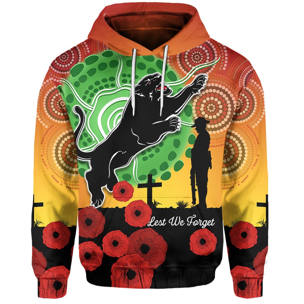 Panthers ANZAC Day Hoodie Mix Indigenous Lest We Forget - Vibe Hoodie Shop