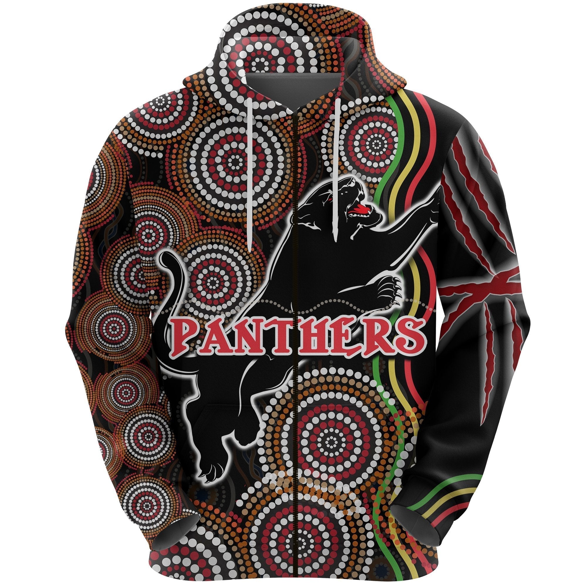 Panthers Black Zip Hoodie Indigenous Penrith Version - Vibe Hoodie Shop