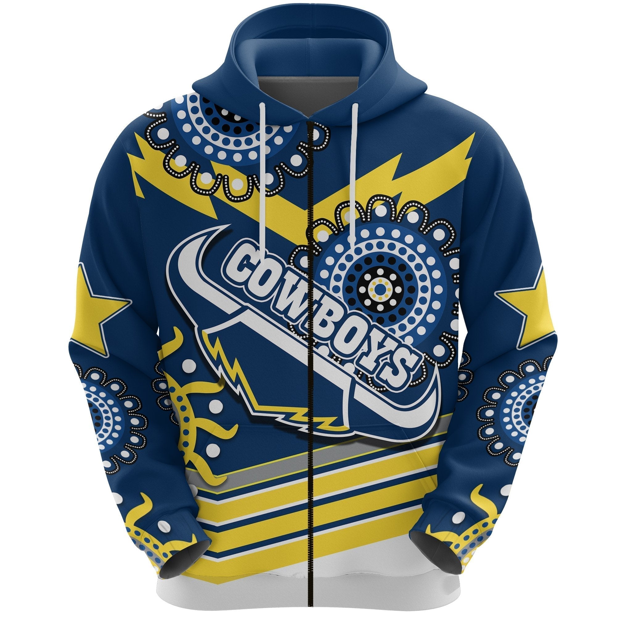 Proud Cowboys Zip Hoodie Indigenous North Queensland - Vibe Hoodie Shop