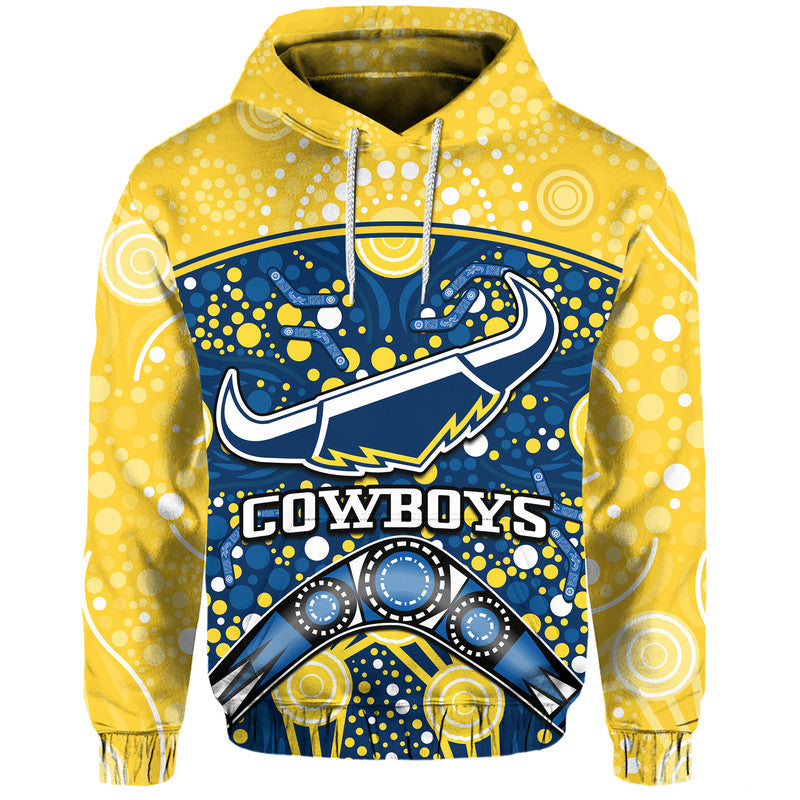 Cowboys Rugby Zip Up And Pullover Hoodie Boomerang Indigenous Dots LT9 - Vibe Hoodie Shop