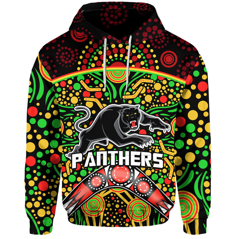 Panthers Rugby Zip Up And Pullover Hoodie Boomerang Indigenous Dots LT9 - Vibe Hoodie Shop