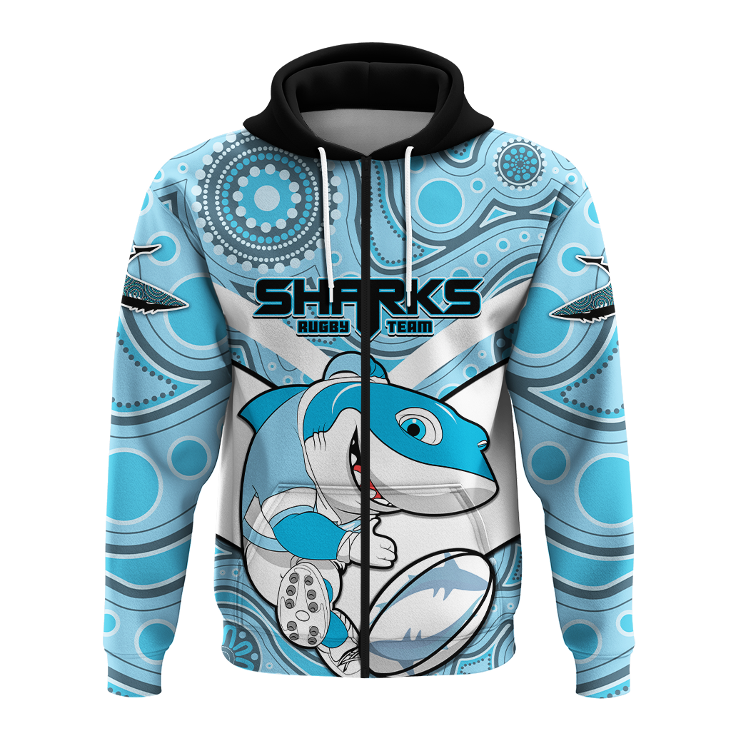 (Custom Personalised) Sharks Rugby Cronulla Australian Aboriginal Hoodie - LT2 - Vibe Hoodie Shop