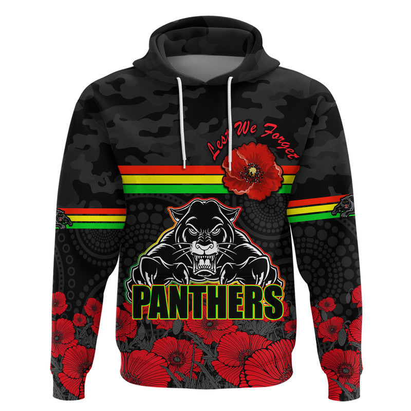 Panthers Rugby ANZAC Zip Up And Pullover Hoodie Angry Panther Camouflage With Poppy LT9 - Vibe Hoodie Shop