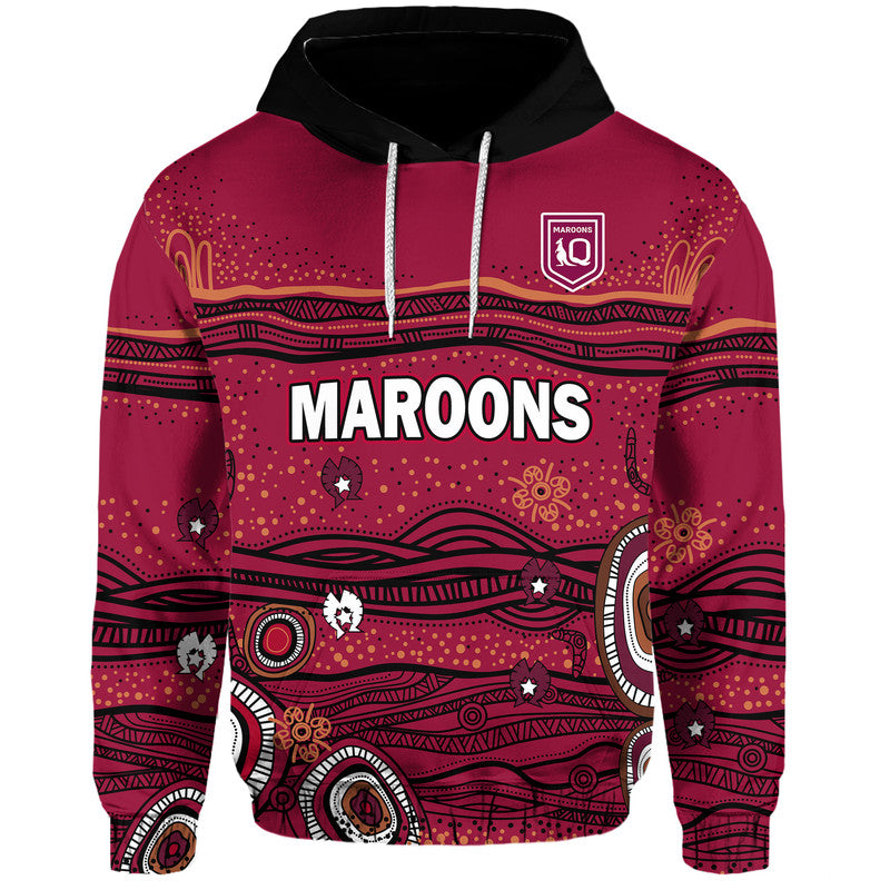 (Custom Personalised) QLD Maroons Rugby Zip Up And Pullover Hoodie Indigenous LT9 - Vibe Hoodie Shop