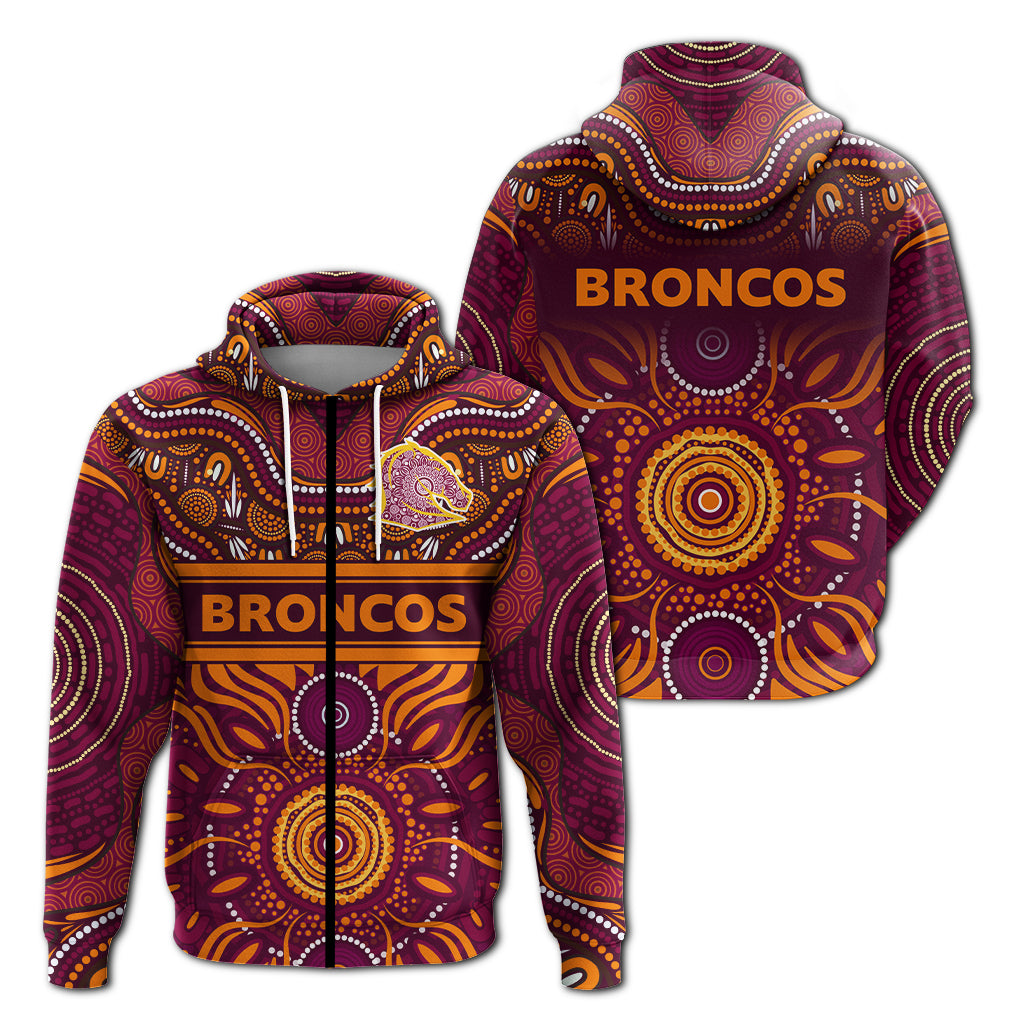 Broncos Rugby Aboriginal Pattern Hoodie - LT2