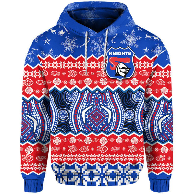 Knights Aboriginal Rugby Novocastrians Christmas Vibe Zip Up And Pullover Hoodie LT9 - Vibe Hoodie Shop