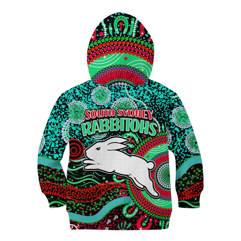Rabbitohs Rugby Kid Hoodie Aboriginal Dots Verion - Vibe Hoodie Shop