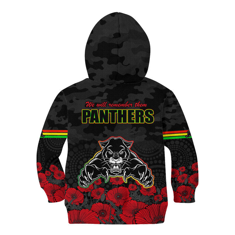 Panthers Rugby ANZAC Kid Hoodie Angry Panther Camouflage With Poppy - Vibe Hoodie Shop