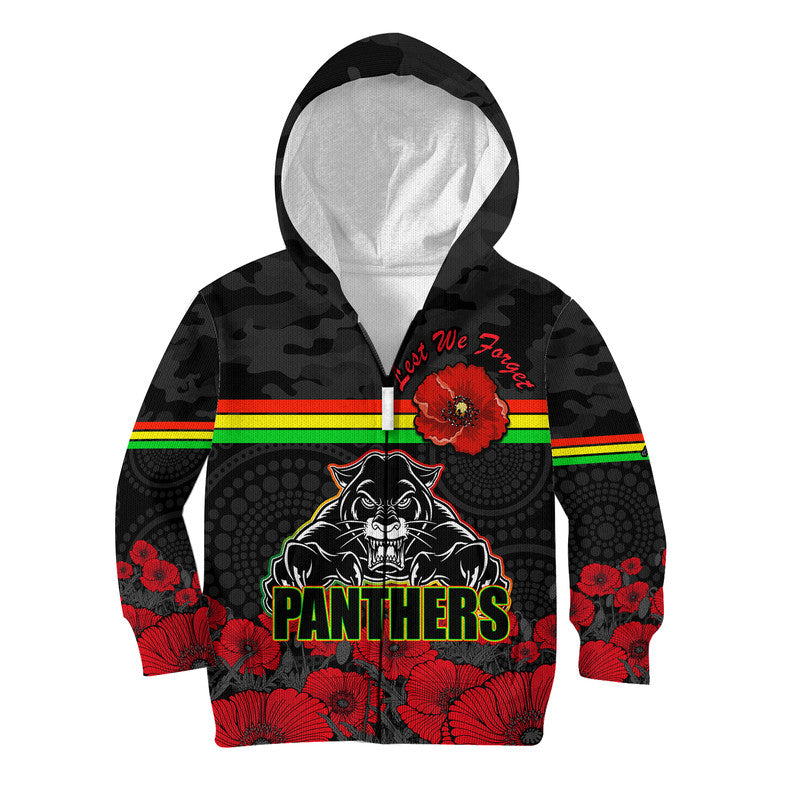 Panthers Rugby ANZAC Kid Hoodie Angry Panther Camouflage With Poppy - Vibe Hoodie Shop