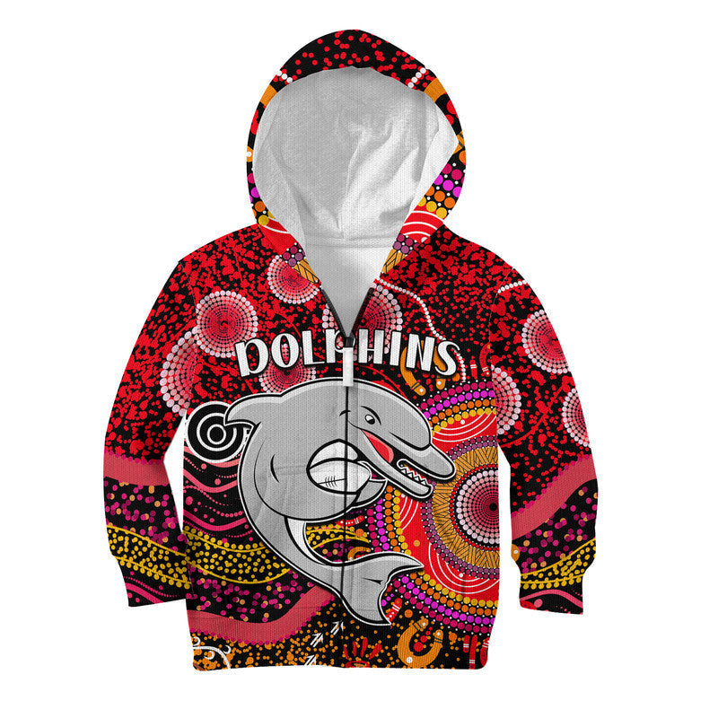 custom-personalised-dolphins-rugby-kid-hoodie-aboriginal-dots