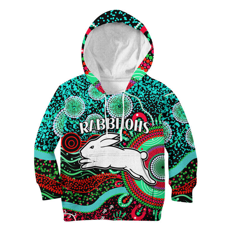 Rabbitohs Rugby Kid Hoodie Aboriginal Dots Verion - Vibe Hoodie Shop