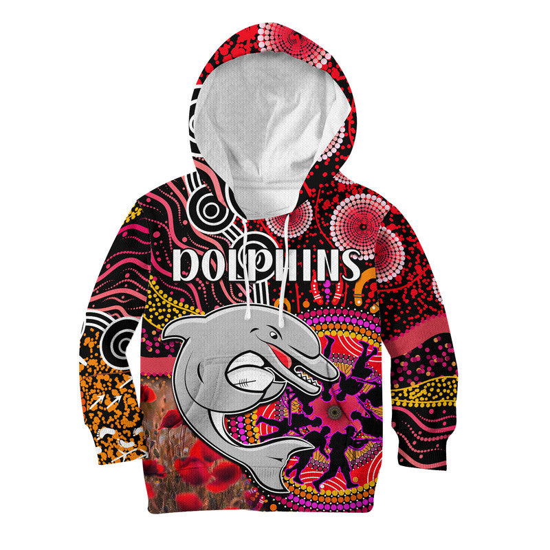 dolphins-rugby-anzac-kid-hoodie-aboriginal-military-and-poppy-flowers